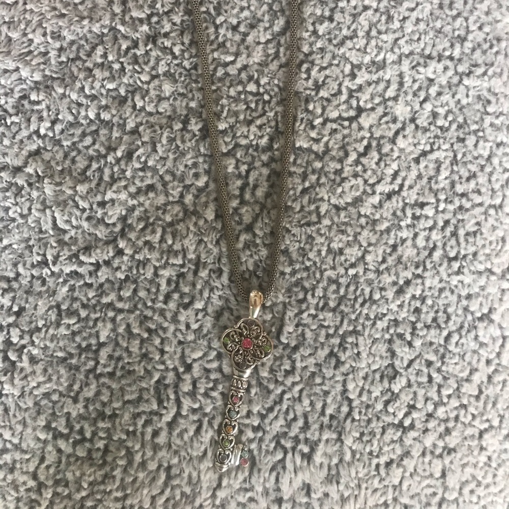 Silver colorful key necklace